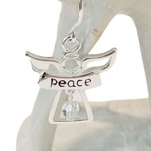 Sterling Silver Peace Angel  Drop Earrings